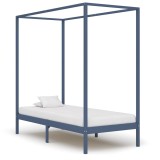 Cumpara ieftin Cadru pat cu baldachin, gri, 100x200 cm, lemn masiv de pin