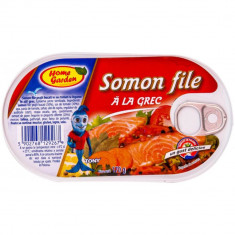 Somon File A La Grec, Home Garden, 170 g, Conserva de Somon, Somon File Home Garden, Home Garden Somon la Conserva, Conserva Peste 170 g