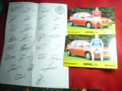 11 Fotografii ( 6 cu autografe tiparite) + Foaie semnaturi ( tiparite) - Jucatori Fotbal PSV Eindhoven foto