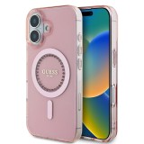 Husa iPhone 16 originala Guess IML Rhinestones MagSafe, roz, GUHMP16SPFTDTEP