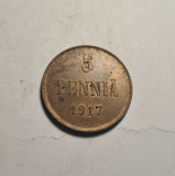 Finlanda 5 Pennia 1917 UNC Piesa de Colectie