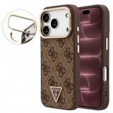 Husa MagSafe pentru Apple iPhone 18 Pro Max / 17 Pro Max, Guess, 4G Triangle Logo &amp; Stand Camera, Maro