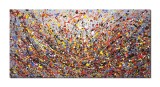Cumpara ieftin Tablou abstract pictat manual birou, living, Compozitie, 120x60cm ulei pe panza, reproducere Jackson Pollock