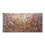 Tablou abstract pictat manual birou, living, Compozitie, 120x60cm ulei pe panza, reproducere Jackson Pollock