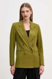 United Colors of Benetton sacou din l&acirc;nă culoarea verde, cu două r&acirc;nduri de nasturi, uni, 2YVXDW03A