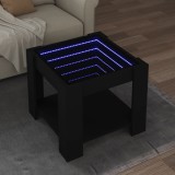 VidaXL Măsuță de cafea cu LED, negru, 53x53x45 cm, lemn prelucrat