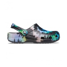 Saboti Crocs Classic Tie-Dye Graphic Clog Negru - Multi Black/Black