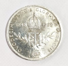 AUSTRIA 1 COROANA 1908 KRONE KORONA JUBILEU ARGINT AUNC UNC foto