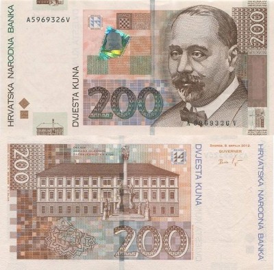 CROATIA █ bancnota █ 200 Kuna █ 2012 █ P-42b █ UNC █ necirculate foto