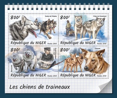 NIGER 2018 - Caini de tractiune /set complet-bloc + colita MNH (2 imagini) foto