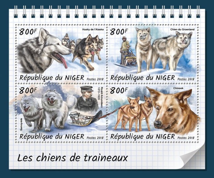 NIGER 2018 - Caini de tractiune /set complet-bloc + colita MNH (2 imagini)