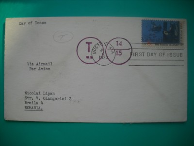 HOPCT PLIC S FDC NR 771 the boston tea party 1973 -SUA -CIRCULAT foto