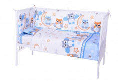 Cearceaf din bumbac cu elastic 120X60cm Bufnita Blue foto