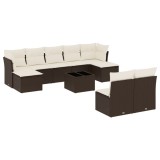 Cumpara ieftin Set canapele de gradina cu perne, 10 piese, maro, poliratan