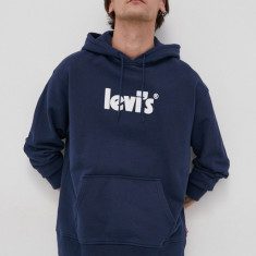 Levi's hanorac de bumbac bărbați, culoarea bleumarin, cu imprimeu 38479.0081-Blues