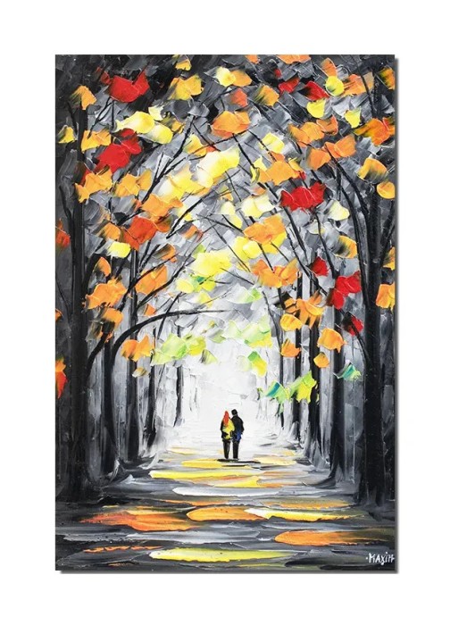 Tablou stilizat pictat manual, Vis implinit in doi, 60x40cm ulei pe panza