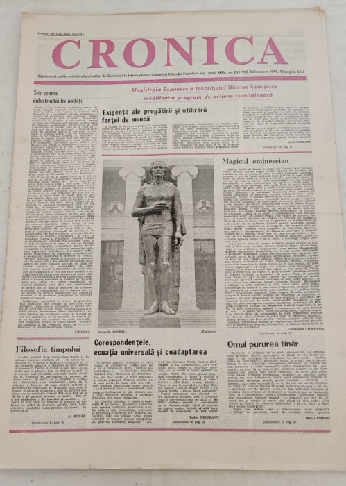 CRONICA - săptăm&acirc;nal politic-social-cultural (13 ianuarie 1989) Nr. 2