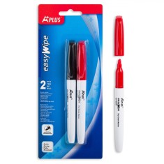 Set Markere Tabla Albă, A Plus, Easywipe, 2 Bucăți, Culoare Negru și Roșu