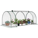 Outsunny Tunel de oțel pentru grădină cu seră și capac din PVC, 200x100x80 cm, transparent și verde | Aosom Romania