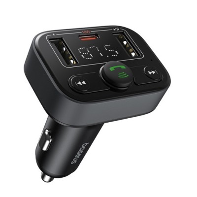 Incarcator Auto cu Modulator FM, USB, Type-C, 18W - Baseus S-09 Lite (C10762300113-00) - Cluster Black foto