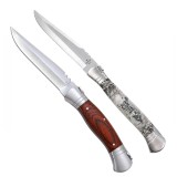 Cumpara ieftin Set 2 cutite pliabile outdoor cu aspect lemn, DEPOX&reg;, 37 cm /28,5 cm, multicolor
