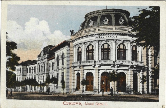 CP752N Craiova, Liceul Carol I, Editura Galeria de cadouri Ad Maier și D Stern, București, carte poștală, 1920