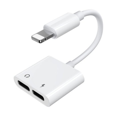 Adaptor Audio Lightning la Lightning Joyroom S-Y104 Ben, cu port incarcare Lightning, Alb foto