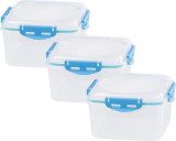 MagicHome Lunchbox set YH3 set de 3, 1200 ml (17x17x12,6 cm) pătrat, Clip