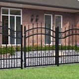 vidaXL Poartă gard cu v&acirc;rf negru 103x150 cm oțel vopsit electrostatic