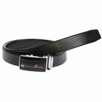 Curea din piele pentru barbati, catarama metalica fara ac, latime 3.5 cm, lungime reglabila, negru - LS205SBR foto