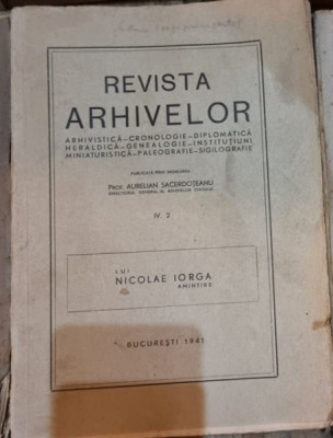 Revista Arhivelor Anul IV, Nr. 2 1941 foto