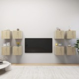 Dulapuri TV suspendate, 8 buc., stejar Sonoma, 30,5x30x30 cm