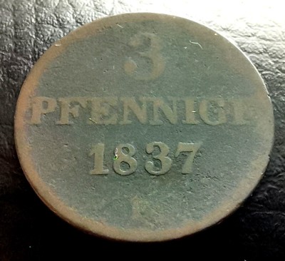 GERMANIA - SACHSEN-WEIMAR-EISENACH - 3 Pfennige 1837 G - Frederick Augustus II foto