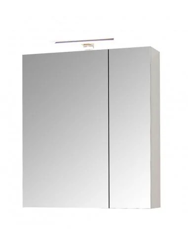 Dulap baie cu oglinda Celine, PAL, iluminare led, 70 cm, 2 usi, 3 rafturi, soft close, alb