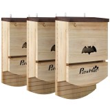 PawHut Set de 3 Adăposturi pentru lilieci din lemn adăpost pentru lilieci cu platformă canelată 23 x 9,5 x 36,5 cm lemn natural | Aosom Romania