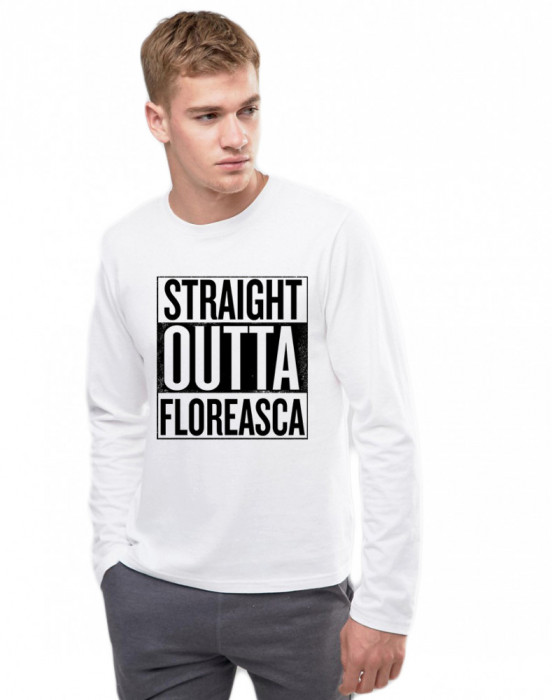 Bluza barbati alba - Straight Outta Floreasca - L