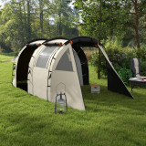 Cumpara ieftin Outsunny Cort de Camping pentru 4-5 Persoane cu Capac Blackout, Cort Tunel de Familie Impermeabil cu Geantă de Transport, 460x230x180 cm, Kaki