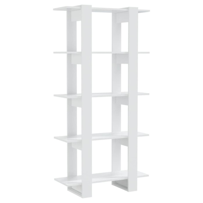 Biblioteca/Separator camera, alb extralucios, 80x30x160 cm