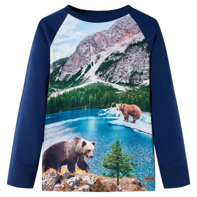 Tricou de copii cu m&amp;acirc;neci lungi, bleumarin 116 foto