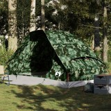 VidaXL Cort de camping cupolă pentru 4 persoane, camuflaj, impermeabil