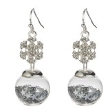 Cercei Glob Craciun Transparenti cu Stele Argintii, Cristale, Inox, Lavie