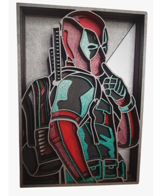 Tablou din lemn in 8 straturi, 3d, Deadpool foto