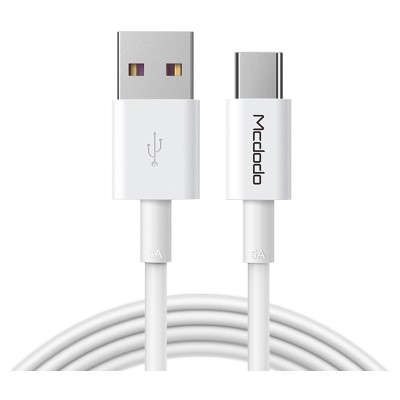 Cablu Date si Incarcare USB la USB Type-C McDodo CA-6380, 5A, 1 m, Alb foto