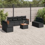 vidaXL Set mobilier de grădină cu perne, 9 piese, negru, poliratan 3259976