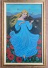FATA CU VIOARA tablou original pictat manual pe panza 50x80 cm, Portrete, Acrilic, Altul
