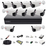 Sistem de supraveghere video 10 camere Rovision oem Hikvision 2MP, full hd, IR40m, DVR Pentabrid 16 canale, accesorii montaj si hard disk SafetyGuard