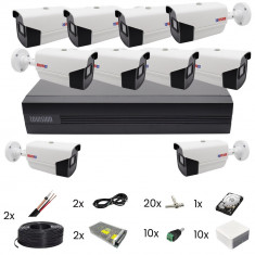 Sistem de supraveghere video 10 camere Rovision oem Hikvision 2MP, full hd, IR40m, DVR Pentabrid 16 canale, accesorii montaj si hard disk SafetyGuard foto