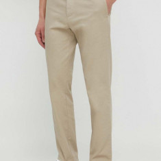 Sisley pantaloni barbati, culoarea bej, mulata