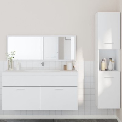 Set mobilier de baie, 3 piese, alb, lemn compozit foto