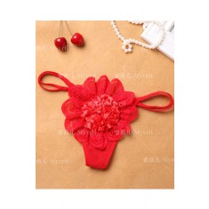GS528-3 Chilot tanga elegant accesorizat cu trandafir supradimensionat